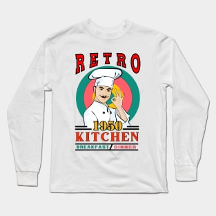 Retro Kitchen "Breakfast & Dinner" 1950 👌 Long Sleeve T-Shirt